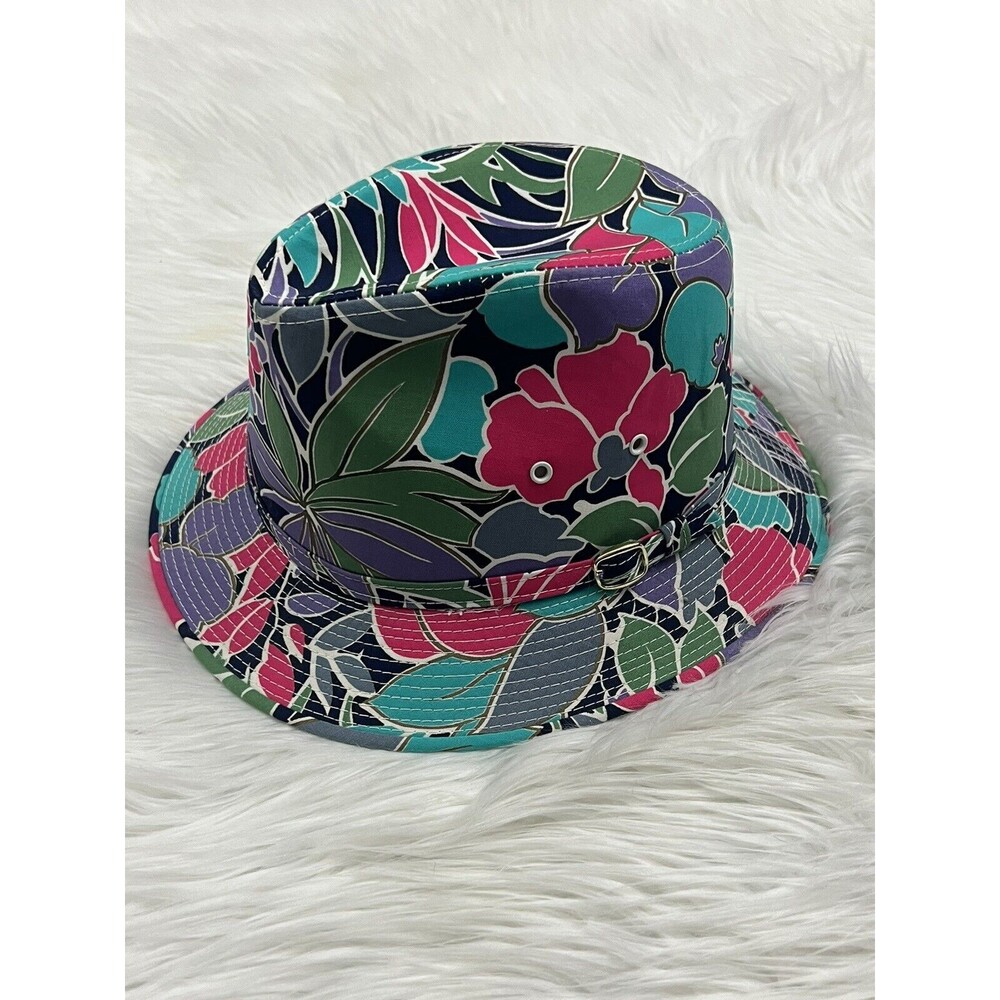 Vintage YOUNG AN Men's Bucket Hat Floral Tropical Structured‎ Streetwear Size XL